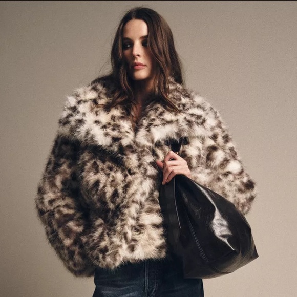 Zara faux fur animal print coat Zara Woman collection - Picture 6 of 16